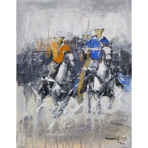 Naeem Rind, 12 x 16 Inch, Acrylic on Canvas, Polo Painting, AC-NAR-049